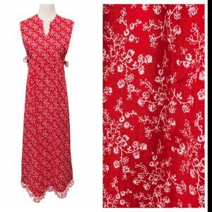 Vintage Concept Samuel Sherman Womens Size 12 Red Floral Side Tie Ruffle Dress